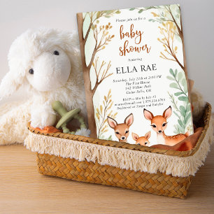 Woodland Baby Deer Forest Neutral Shower Invitation