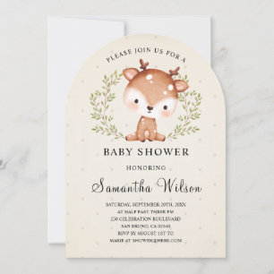 Woodland Baby Fawn Spring Baby Shower Invitation