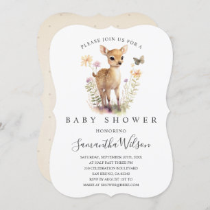 Woodland Baby Fawn Spring Baby Shower Invitation