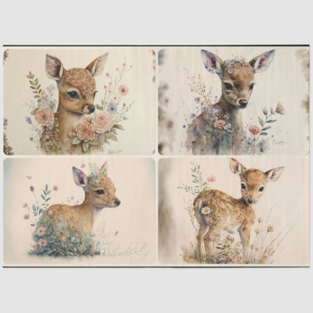 Woodland Baby Fawns Tissue Paper (Front)