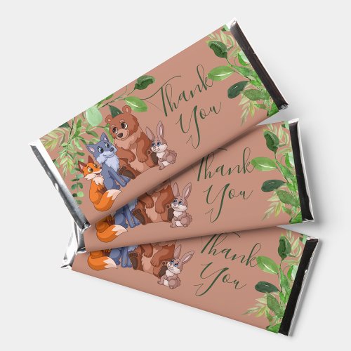Woodland baby forest friends candy wrapper label hershey bar favors