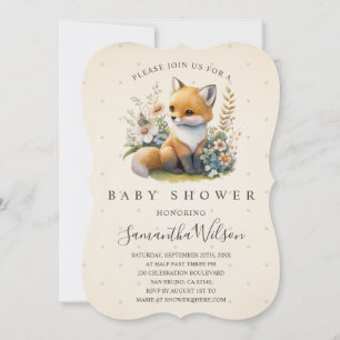 Woodland Baby Fox Spring Baby Shower Invitation