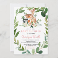 Woodland Baby Girl Baby Shower Invitation