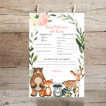 Woodland baby girl predictions and advice card