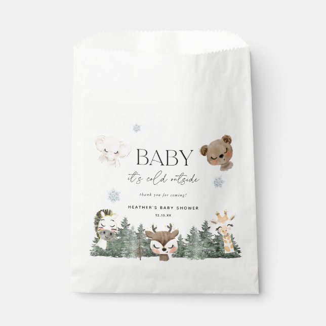 Woodland Baby It's Cold Outside Baby Shower Favor Bag (Front)