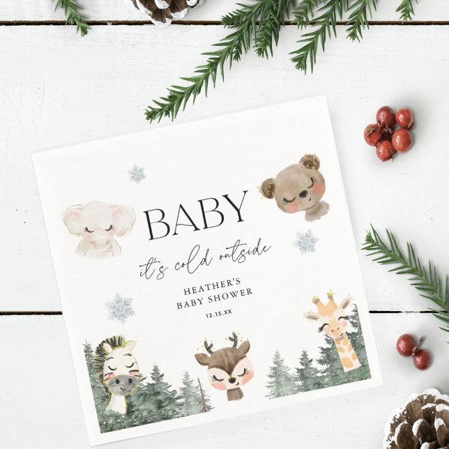 Woodland Baby It's Cold Outside Baby Shower Napkins (Creator Uploaded)