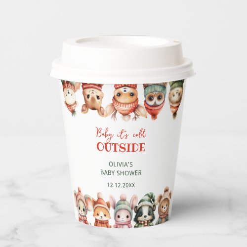Woodland Baby Its Cold Outside Baby Shower Paper Cups