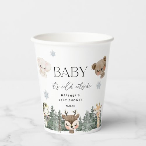 Woodland Baby Its Cold Outside Baby Shower Paper Cups