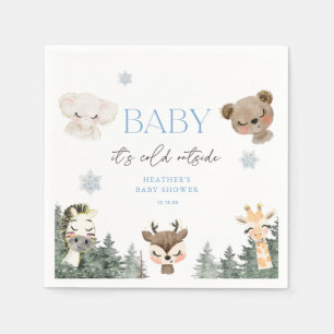 Woodland Baby It's Cold Outside Boy Baby Shower Napkins