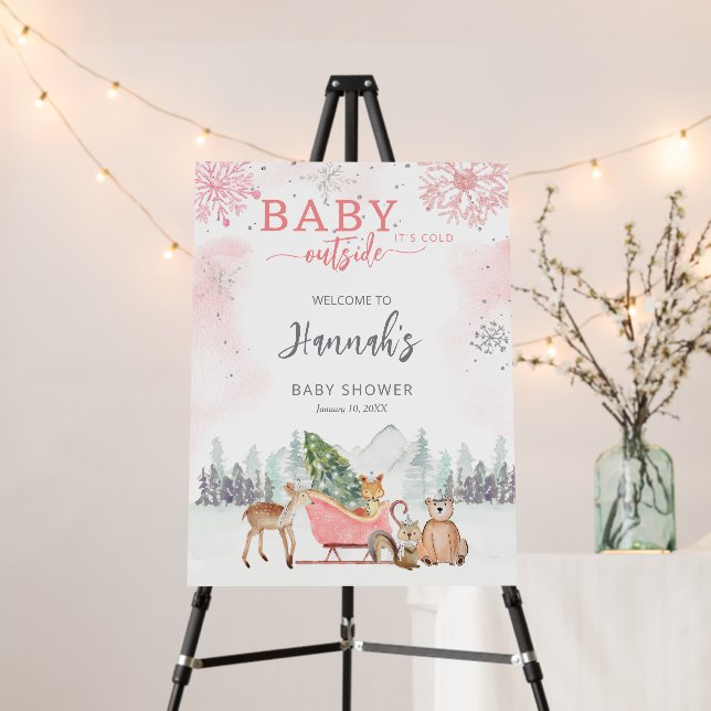 Woodland Baby It's Cold Outside Shower Welcome Foam Board (In Situ (Stand))