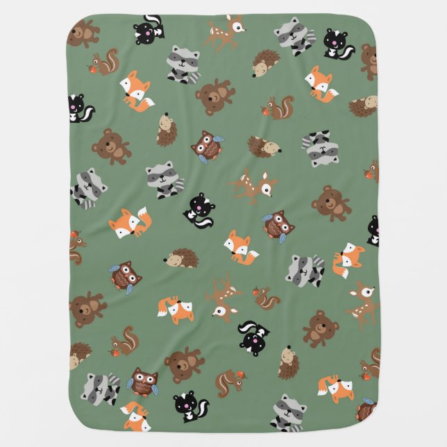 Woodland Baby Mash Up Blanket *Green (Front)