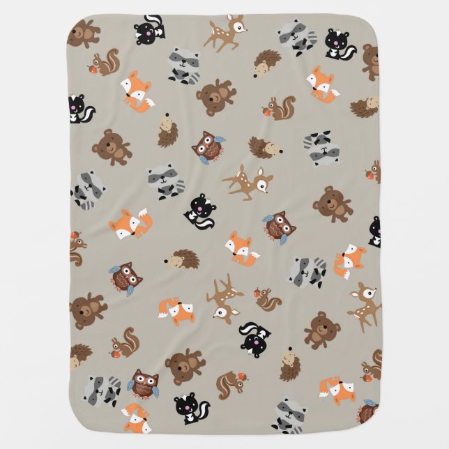Woodland Baby Mash Up Blanket* Light Brown Swaddle Blanket (Front)