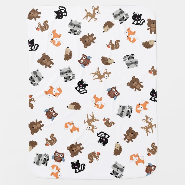 Woodland Baby Mash Up Blanket *White (Front)