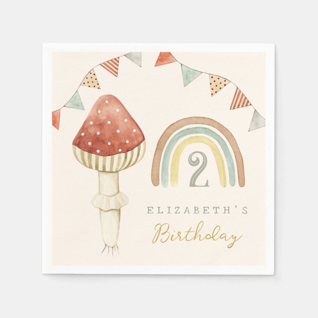 Woodland Baby Mushroom Toys Baby Birthday  Napkins (Front)