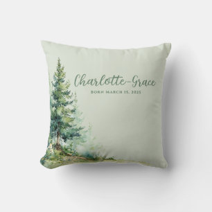 Woodland Baby Nursery • Sage Forest Decor Throw Pillow