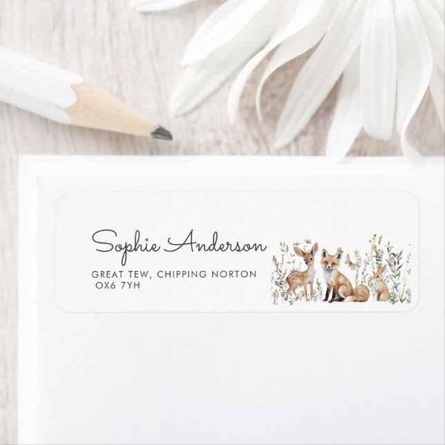 Woodland Baby Shower Address Label (Insitu)