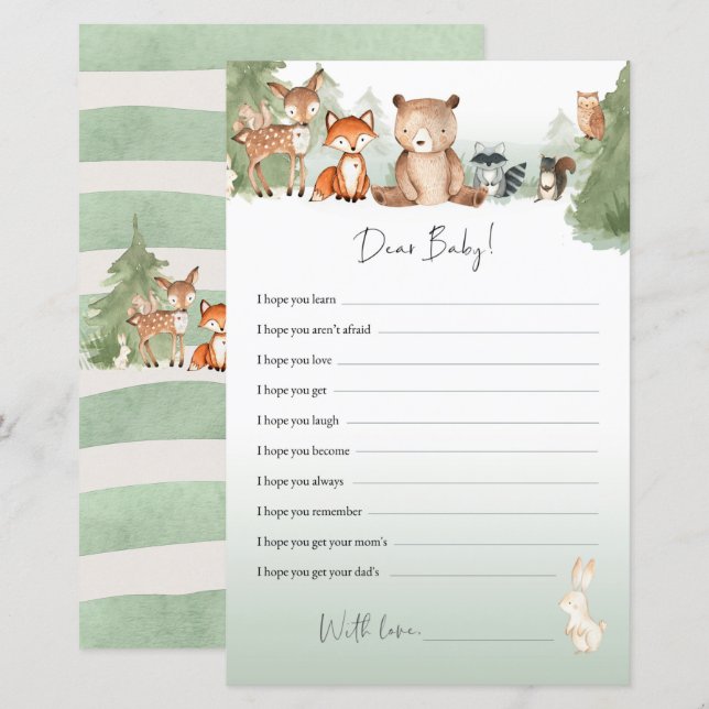 Woodland Baby Shower Advice Dear Baby (Front/Back)