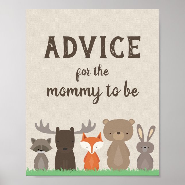 Woodland Baby Shower Advice for the Mommy Sign (Front)
