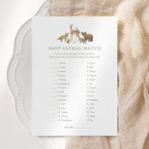 Woodland Baby Shower Baby Animal Match Game Invitation