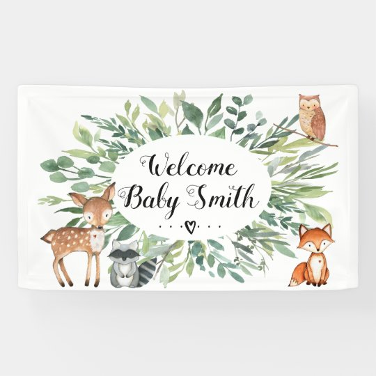 Woodland Baby Shower Banner Woodland Animals Zazzle Com