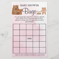 Woodland Baby Shower Bingo game card Flyer