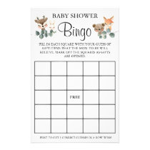 Woodland Baby Shower Bingo game card Flyer