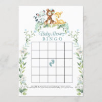 Woodland Baby Shower Bingo Game Invitation