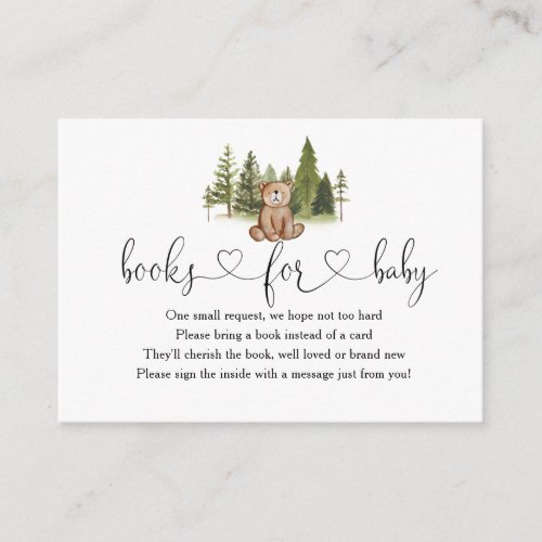 Woodland Baby Shower Books For Baby Enclosure Card
