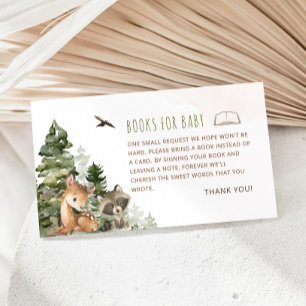 Woodland Baby Shower Books For Baby Enclosure Card