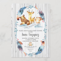 Woodland Baby Shower Boy Boho Forest Animals Invitation