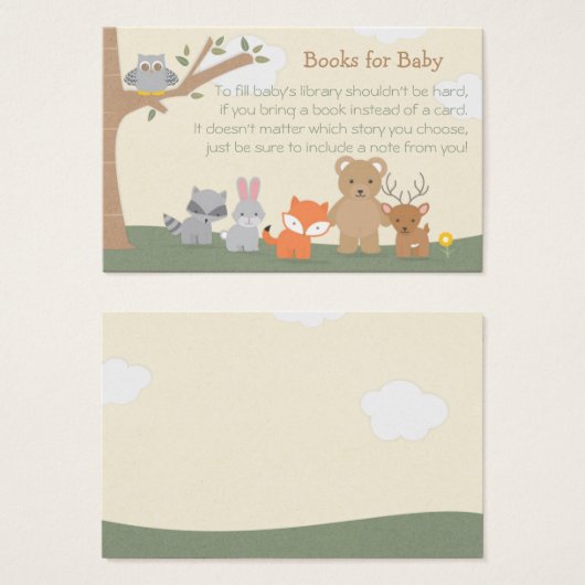 Woodland Baby Shower Bring a Book Request (Front & Back)