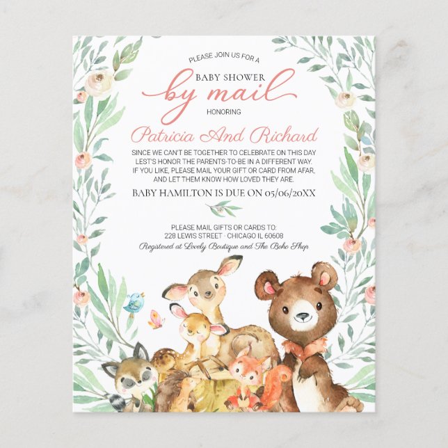 Woodland Baby Shower By Mail Budget Invitation (Front)