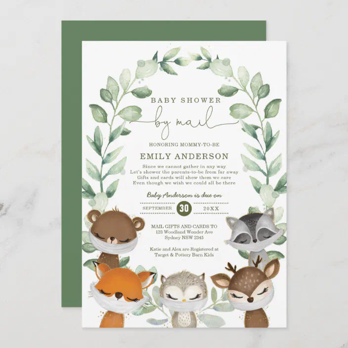 Shower by Mail Invitation Baby Shower by Mail Invitation Template Virtual Baby Shower Invitation Quarantine Baby Animals /166