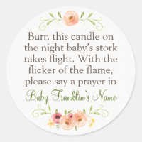 Woodland Baby Shower Candle Favor Classic Round St Classic Round Sticker