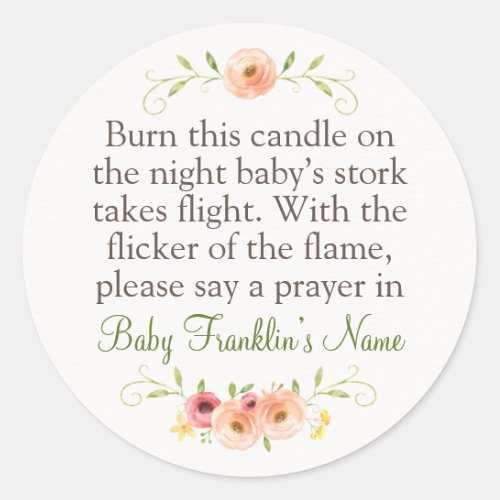 Woodland Baby Shower Candle Favor Classic Round St Classic Round Sticker