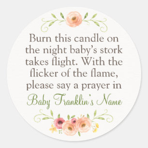 Woodland Baby Shower Candle Favor Classic Round St Sticker