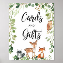 Woodland Baby Shower Cards and Gifts Sign