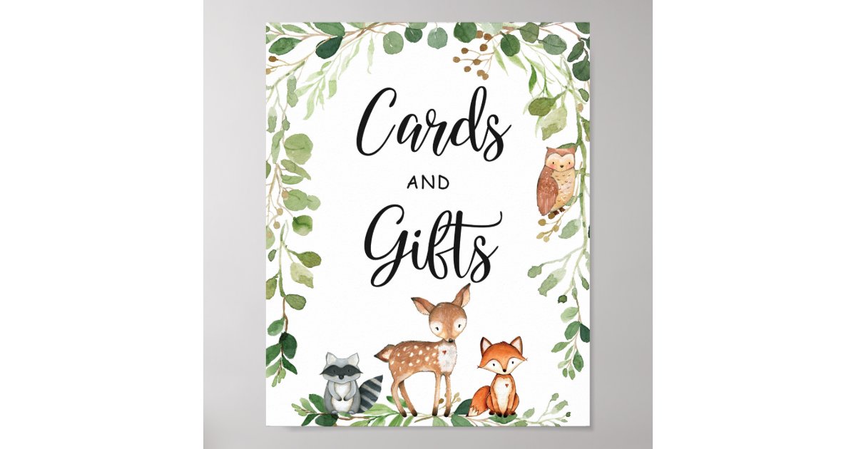 woodland baby shower cards and gifts sign zazzlecom