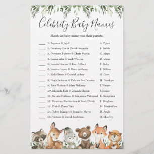 Woodland Baby Shower Celebrity Baby Names Game