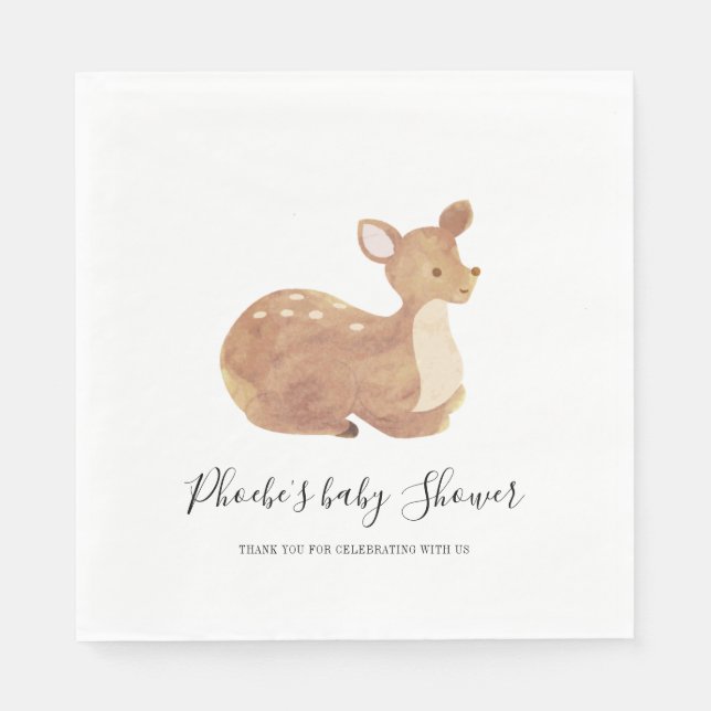 Woodland Baby Shower Chic Deer Custom Napkins (Front)