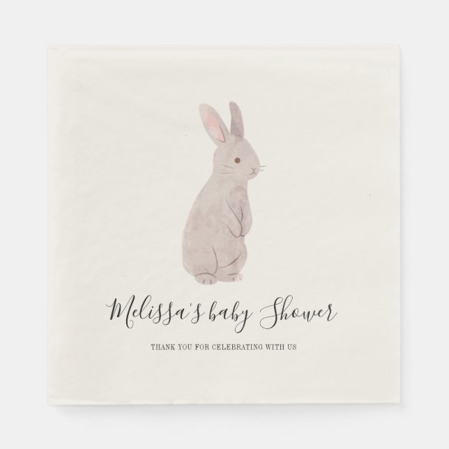 Woodland Baby Shower Chic Rabbit Custom Napkins (Front)