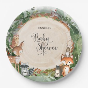 Woodland Baby Shower Classic Round Paper Plates | Zazzle