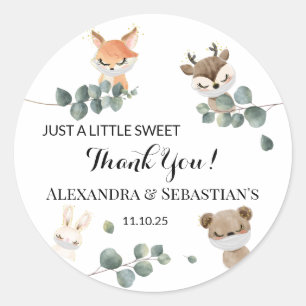 Woodland Baby Shower Classic Round Sticker