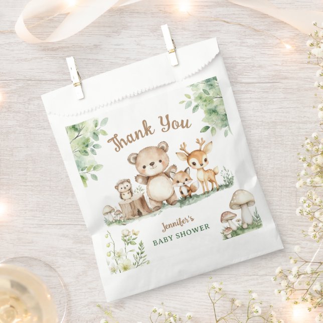 Woodland Baby Shower Cute Animal Forest Favor Bag (Clipped)