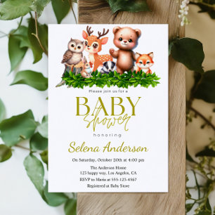 Woodland Baby Shower - Cute Forest animals Invitation