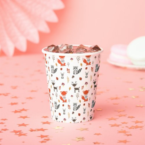 Woodland Baby Shower Cute Forest Animals Kawaii Paper Cups