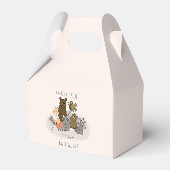 Woodland Baby Shower Cute Forest Animals Thank You Favor Boxes (Front Side)