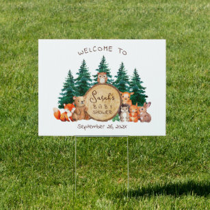 Woodland Baby Shower Cute Forest Animals Welcome  Sign