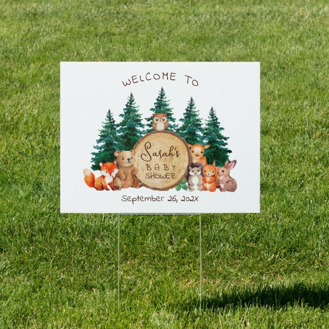 Woodland Baby Shower Cute Forest Animals Welcome  Sign (Insitu)