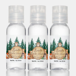 Woodland Baby Shower Cute Forest Animals Wood Log Hand Sanitizer